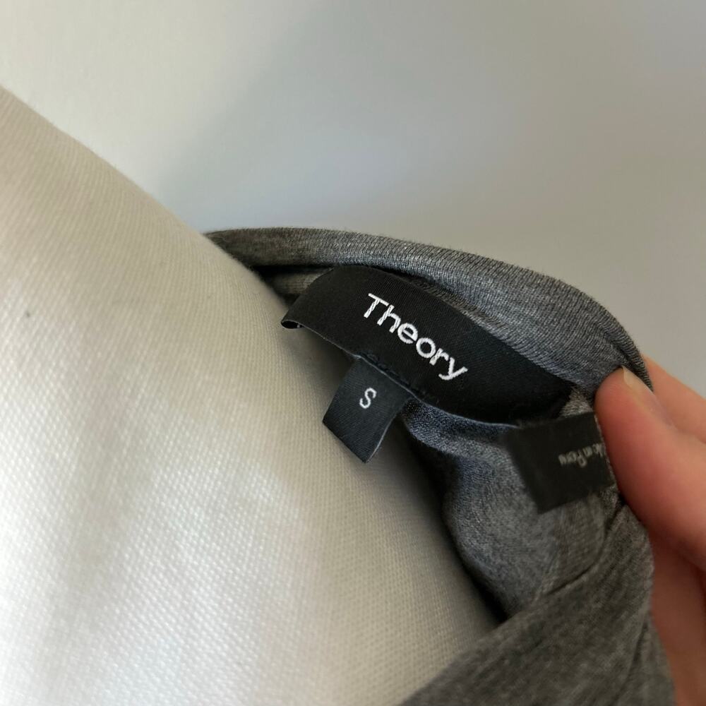 Theory Dark Gray Cotton Longsleeve Cinched Side Closet Staple Small - Picture 5 of 5